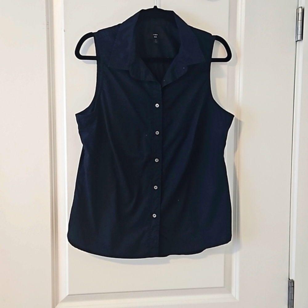 J. Crew Navy blue sleeveless button up sz 12